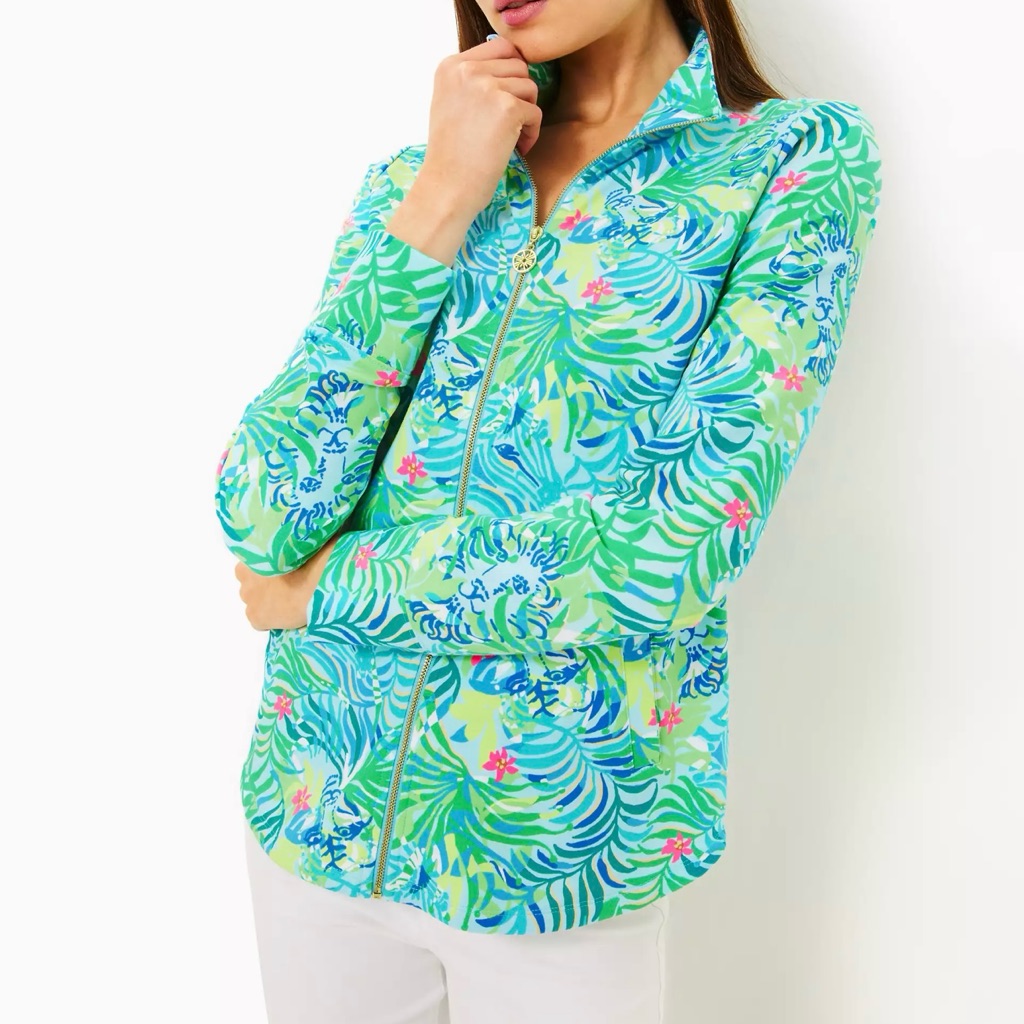 Nwt Lilly Pulitzer Upf 50+ Leona Via Parigi Zip-Up Jacket L